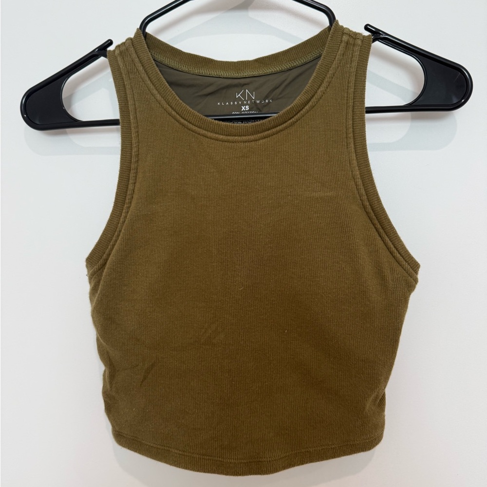 Klassy Network Olive Crop Top